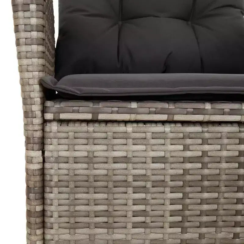 vidaXL Ensemble repas de patio avec coussins - Table et chaises, ensemble bistro en résine tressée - Gris Sans repose-pieds 8 pièces