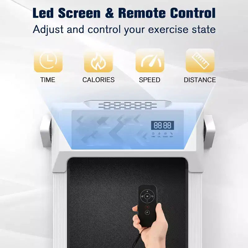 Tapis de Marche Redliro avec Inclinaison, Tapis Roulant Portable sous Bureau pour Bureau à Domicile, Tapis de Marche Compact avec Écran LED Intelligent, Noir