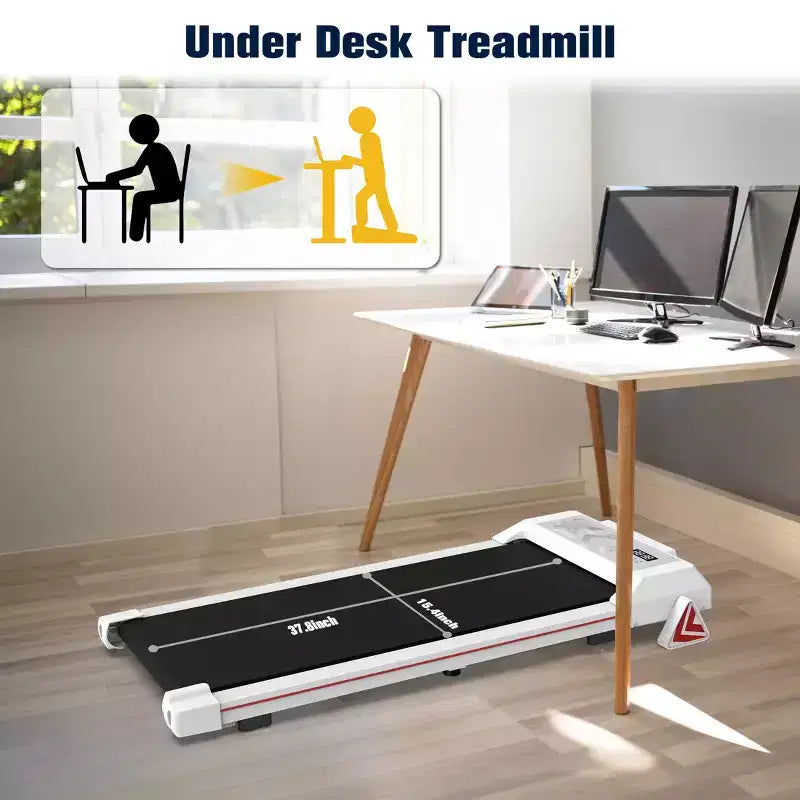 Tapis de Marche Redliro avec Inclinaison, Tapis Roulant Portable sous Bureau pour Bureau à Domicile, Tapis de Marche Compact avec Écran LED Intelligent, Noir