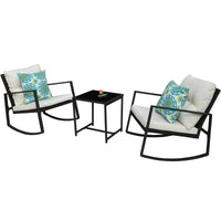 Kozyard 3 Piece Outdoor Rocking Chairs Patio Bistro Set with Table and Cushions for Garden Porch Backyard Bistro