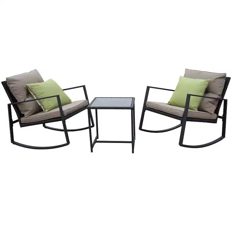 Kozyard Ensemble bistro de patio 3 pièces - Chaises à bascule d'extérieur avec table et coussins pour jardin, porche, arrière-cour
