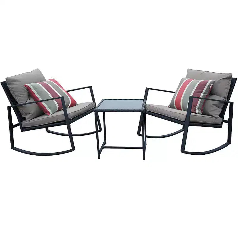 Kozyard Ensemble bistro de patio 3 pièces - Chaises à bascule d'extérieur avec table et coussins pour jardin, porche, arrière-cour
