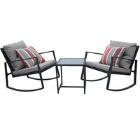 Kozyard Ensemble bistro de patio 3 pièces - Chaises à bascule d'extérieur avec table et coussins pour jardin, porche, arrière-cour