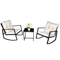 Kozyard Ensemble bistro de patio 3 pièces - Chaises à bascule d'extérieur avec table et coussins pour jardin, porche, arrière-cour