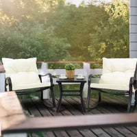 Kozyard Ensemble de patio d'extérieur 3 pièces avec coussins - fauteuil à bascule pour balcon, pelouse et porche