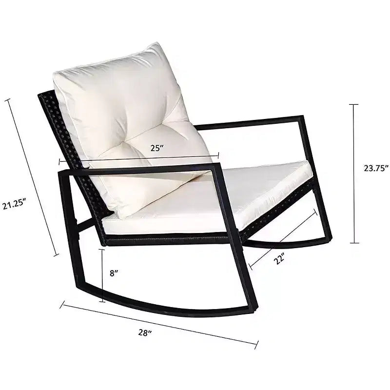 Kozyard Ensemble de patio d'extérieur 3 pièces avec coussins - fauteuil à bascule pour balcon, pelouse et porche