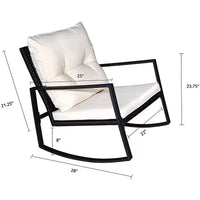 Kozyard Ensemble de patio d'extérieur 3 pièces avec coussins - fauteuil à bascule pour balcon, pelouse et porche