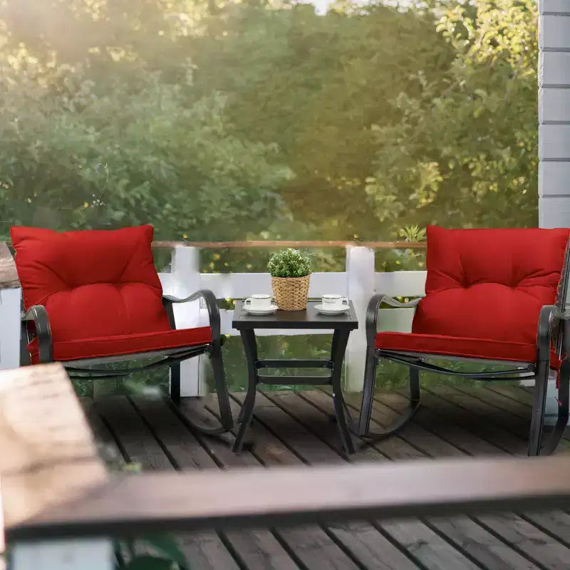 Kozyard Ensemble de patio d'extérieur 3 pièces avec coussins - fauteuil à bascule pour balcon, pelouse et porche