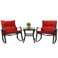 Kozyard Ensemble de patio d'extérieur 3 pièces avec coussins - fauteuil à bascule pour balcon, pelouse et porche