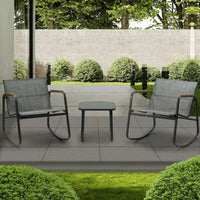 Kozyard Ensemble bistro de terrasse 3 pièces avec assise en Textilene respirant gris, cadre en métal thermolaqué pour jardin, bord de piscine, arrière-cour