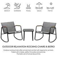 Kozyard Ensemble bistro de terrasse 3 pièces avec assise en Textilene respirant gris, cadre en métal thermolaqué pour jardin, bord de piscine, arrière-cour