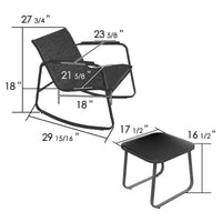 Kozyard Ensemble bistro de terrasse 3 pièces avec assise en Textilene respirant gris, cadre en métal thermolaqué pour jardin, bord de piscine, arrière-cour