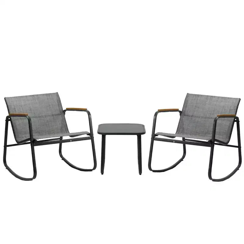 Kozyard 3 Pieces Patio Bistro Set with Gray Breathable Textilence Seating Powder Coated Metal Frame for Garden Poolside Backyard