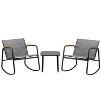 Kozyard 3 Pieces Patio Bistro Set with Gray Breathable Textilence Seating Powder Coated Metal Frame for Garden Poolside Backyard