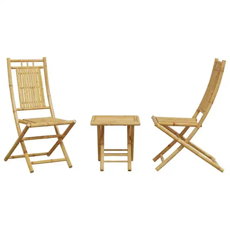 vidaXL Ensemble bistro en bambou naturel pliable carré rustique