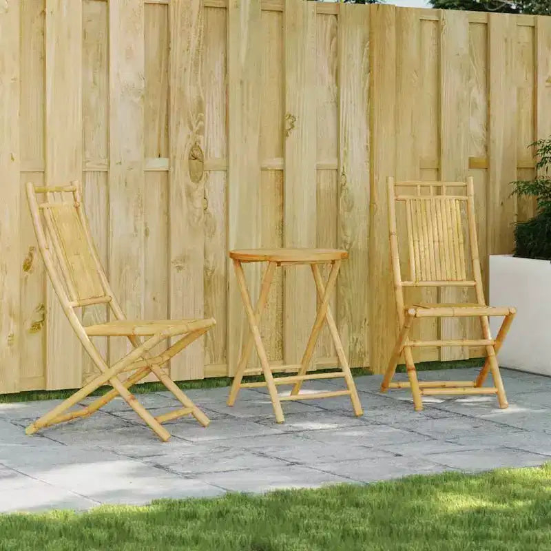 vidaXL Ensemble de bistro bambou naturel moyen ensemble de bistro pliable