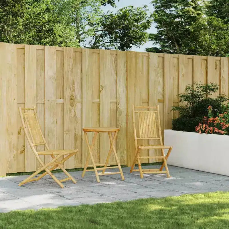 vidaXL Ensemble de bistro bambou naturel moyen ensemble de bistro pliable