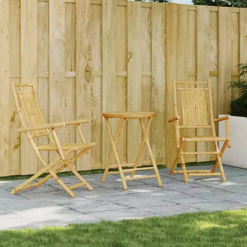 vidaXL Ensemble de bistro Bambou naturel 2 places Ensemble de bistro pliable