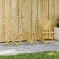 vidaXL Ensemble bistro 3 pièces en bambou naturel pliable