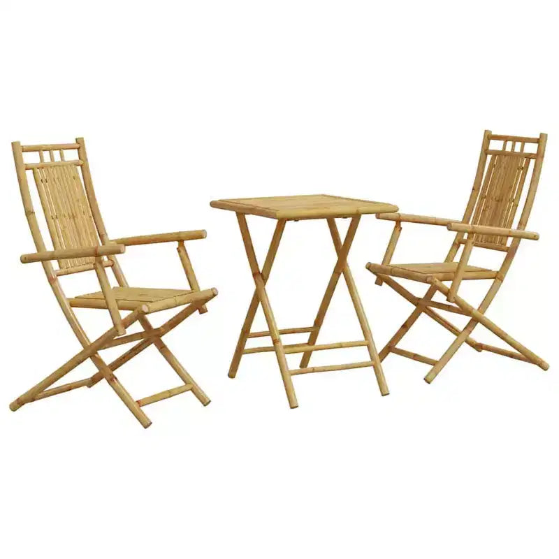 vidaXL Ensemble bistro en bambou naturel Moyen pliable