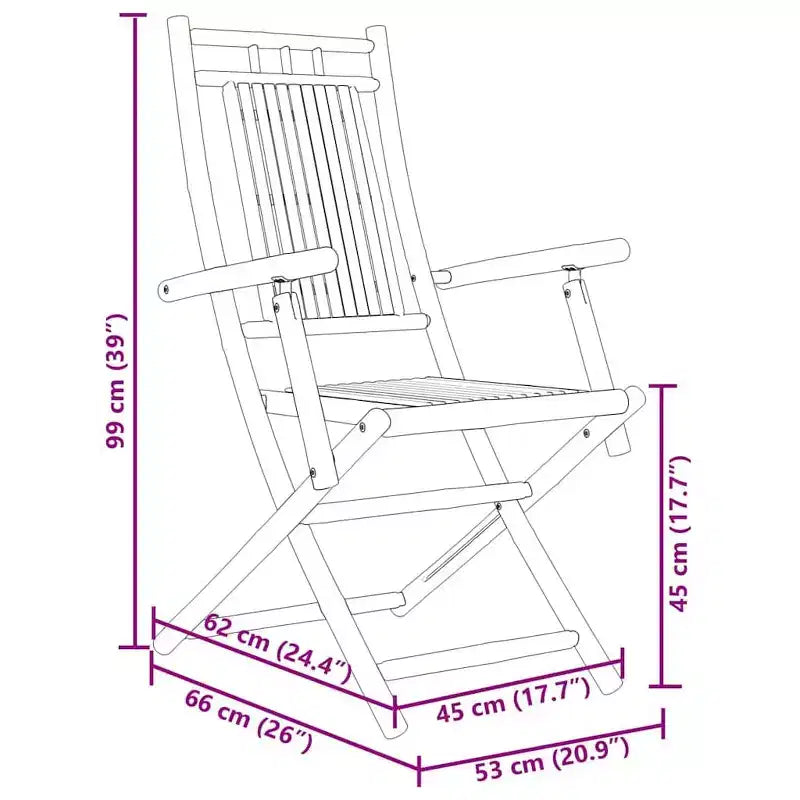 vidaXL Ensemble bistro en bambou naturel Moyen pliable