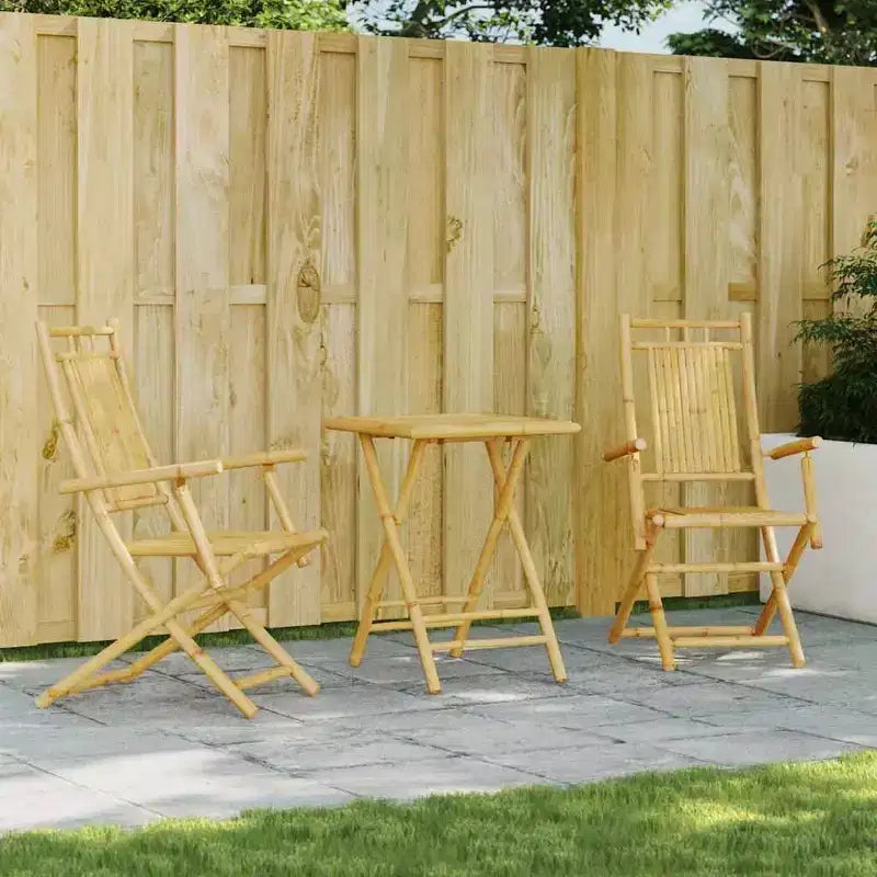 vidaXL Ensemble bistro en bambou naturel Moyen pliable