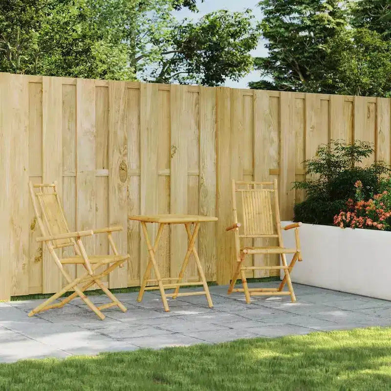 vidaXL Ensemble bistro en bambou naturel Moyen pliable