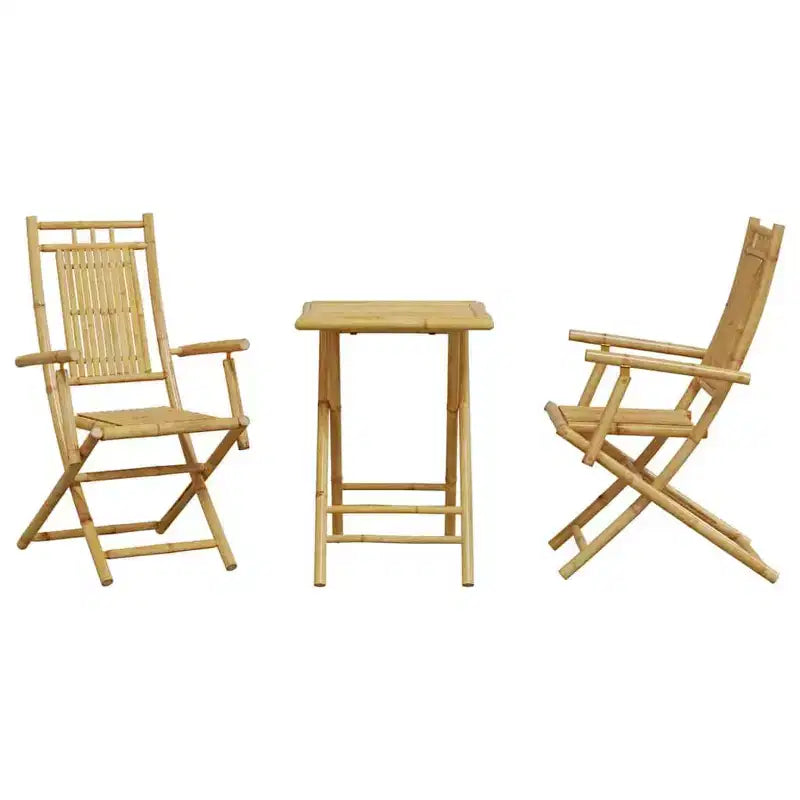 vidaXL Ensemble bistro en bambou naturel Moyen pliable