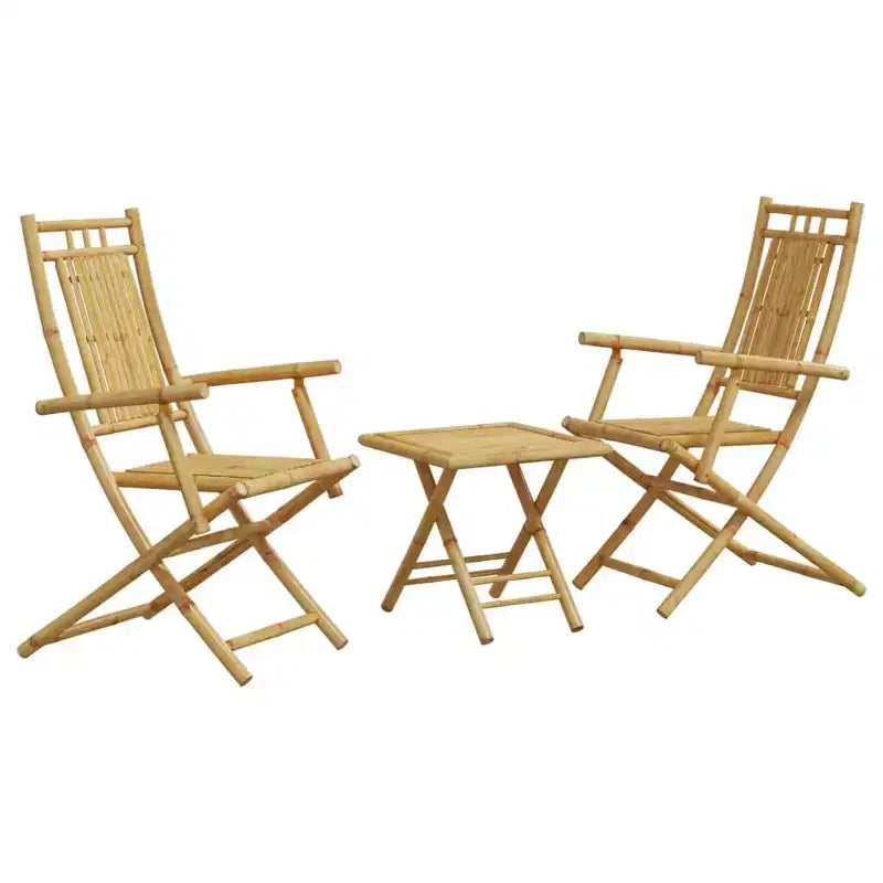 vidaXL Ensemble bistro 3 pièces en bambou naturel pliable