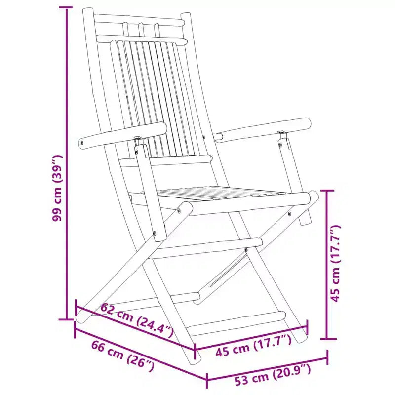 vidaXL Ensemble de bistrot Bambou naturel 3 pièces pliable