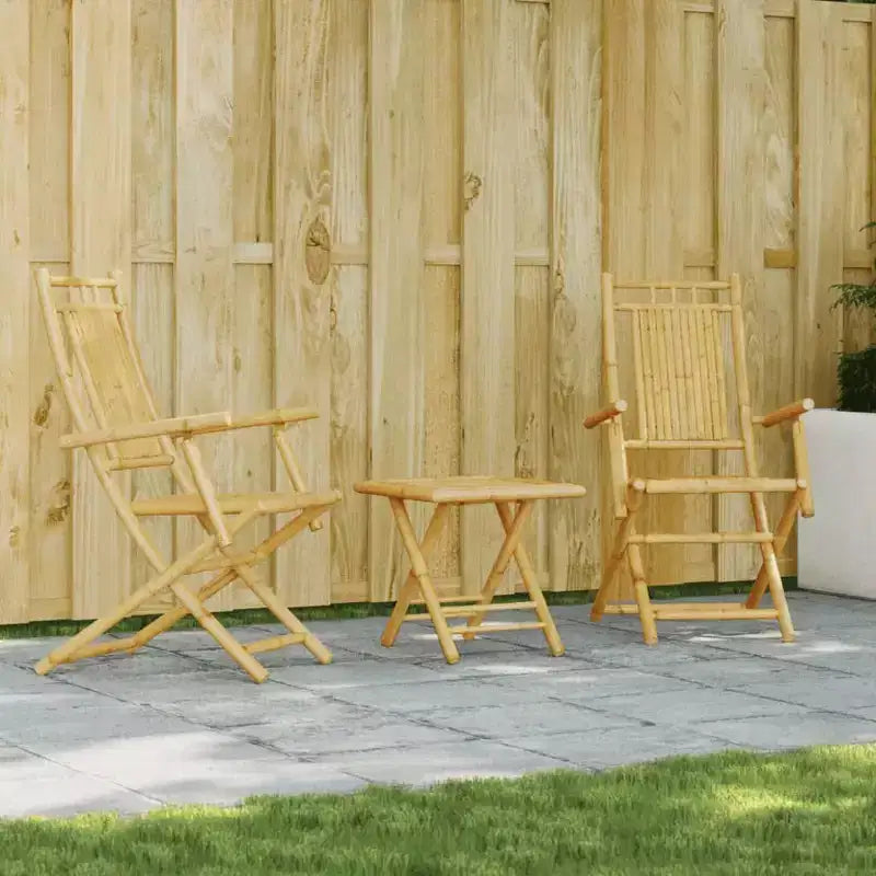 vidaXL Ensemble de bistrot Bambou naturel 3 pièces pliable