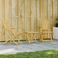 vidaXL Ensemble bistro 3 pièces en bambou naturel pliable