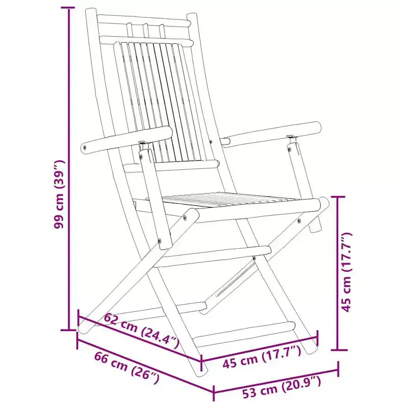 vidaXL Ensemble bistro en bambou naturel compact pliable