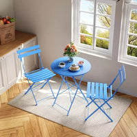 Ensemble de bistro pliant COZONY 3 pièces avec 2 chaises et table, mobilier d'extérieur en acier pour balcon, jardin, terrasse