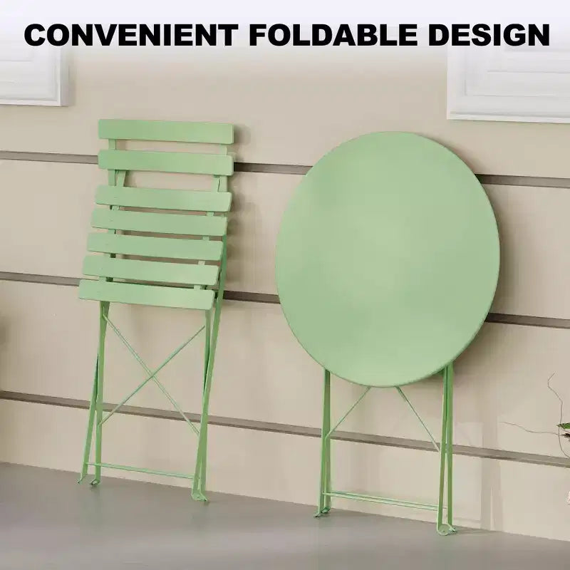 Ensemble de bistro pliant COZONY 3 pièces avec 2 chaises et table, mobilier d'extérieur en acier pour balcon, jardin, terrasse