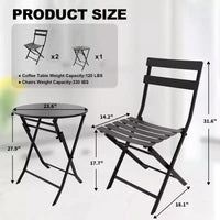 Ensemble de bistro pliant COZONY 3 pièces avec 2 chaises et table, mobilier d'extérieur en acier pour balcon, jardin, terrasse