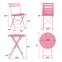 Ensemble de bistro pliant COZONY 3 pièces avec 2 chaises et table, mobilier d'extérieur en acier pour balcon, jardin, terrasse