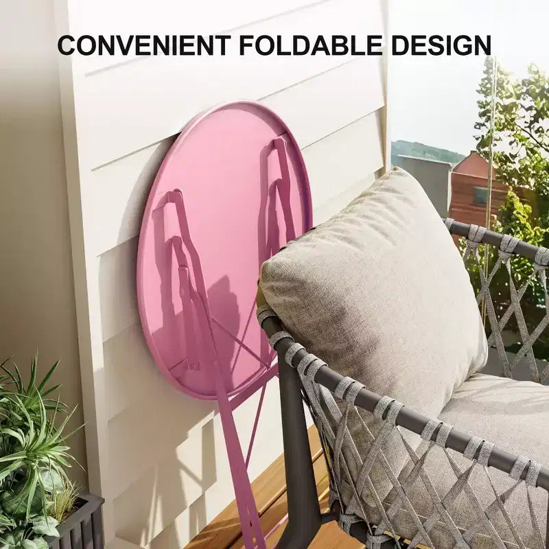 Ensemble de bistro pliant COZONY 3 pièces avec 2 chaises et table, mobilier d'extérieur en acier pour balcon, jardin, terrasse