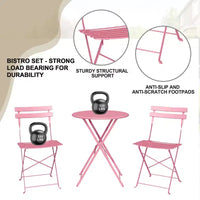 Ensemble de bistro pliant COZONY 3 pièces avec 2 chaises et table, mobilier d'extérieur en acier pour balcon, jardin, terrasse
