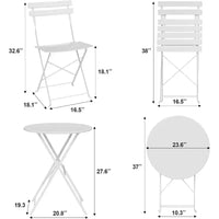 Ensemble de bistro pliant COZONY 3 pièces avec 2 chaises et table, mobilier d'extérieur en acier pour balcon, jardin, terrasse