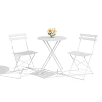 Ensemble de bistro pliant COZONY 3 pièces avec 2 chaises et table, mobilier d'extérieur en acier pour balcon, jardin, terrasse