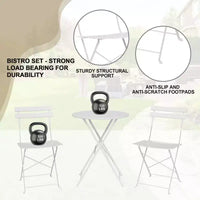 Ensemble de bistro pliant COZONY 3 pièces avec 2 chaises et table, mobilier d'extérieur en acier pour balcon, jardin, terrasse