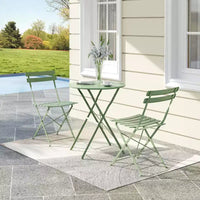 Ensemble de bistro pliant COZONY 3 pièces avec 2 chaises et table, mobilier d'extérieur en acier pour balcon, jardin, terrasse