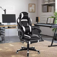 Chaise de bureau rose fleur de cerisier avec repose-pieds, chaise d'ordinateur ergonomique avec support lombaire et appui-tête, base pivotante à 360° et chaises de direction réglables en hauteur