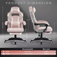 Chaise de bureau rose fleur de cerisier avec repose-pieds, chaise d'ordinateur ergonomique avec support lombaire et appui-tête, base pivotante à 360° et chaises de direction réglables en hauteur