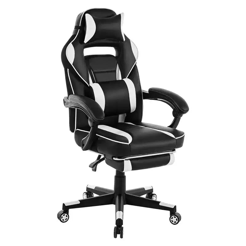 Chaise de bureau rose fleur de cerisier avec repose-pieds, chaise d'ordinateur ergonomique avec support lombaire et appui-tête, base pivotante à 360° et chaises de direction réglables en hauteur