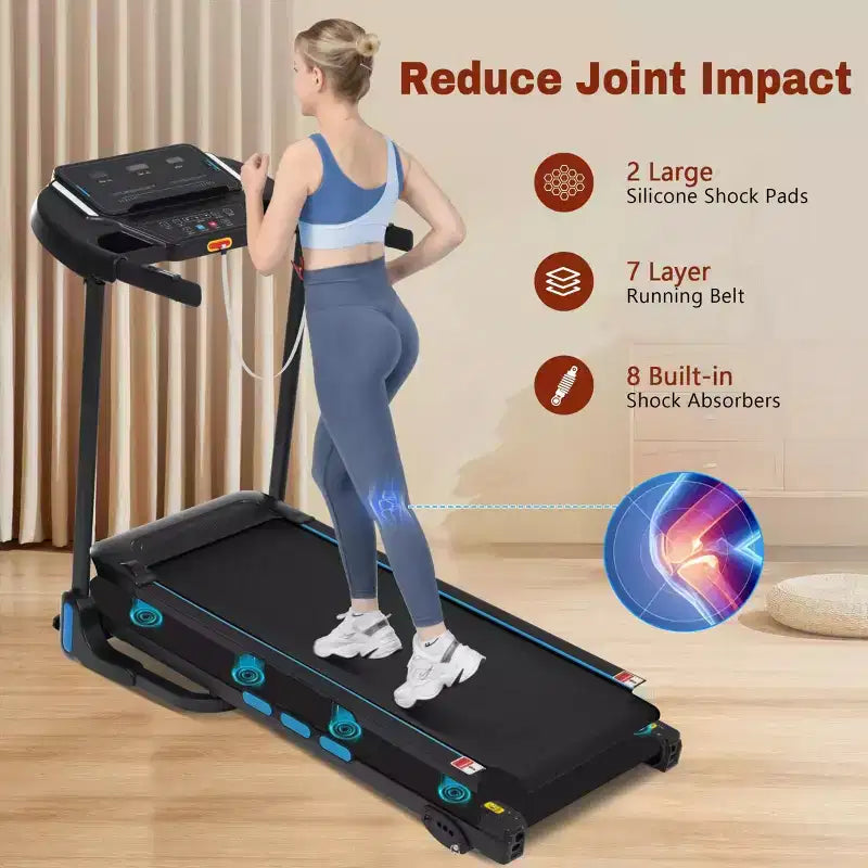 NAYSAYE Tapis roulant pliable 3.5HP système hydraulique avec inclinaison pour la course et la marche à domicile, Noir, 48.23*19.69*41.14