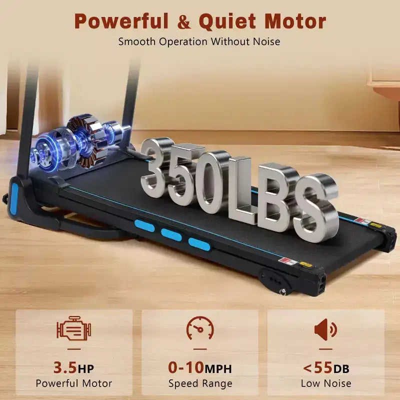 NAYSAYE Tapis roulant pliable 3.5HP système hydraulique avec inclinaison pour la course et la marche à domicile, Noir, 48.23*19.69*41.14