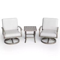 HAPPATIO Ensemble bistro d'extérieur en aluminium, 3 pièces, chaises de terrasse pivotantes avec coussins et table d'appoint, ensemble de mobilier de terrasse pour arrière-cour, porche (Gris)