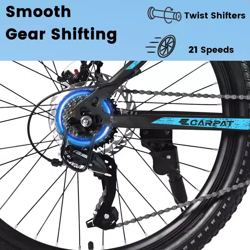 VTT Zeus & Ruta 26 avec 21 vitesses, double suspension, cadre en acier à haute teneur en carbone, pour adultes et adolescents